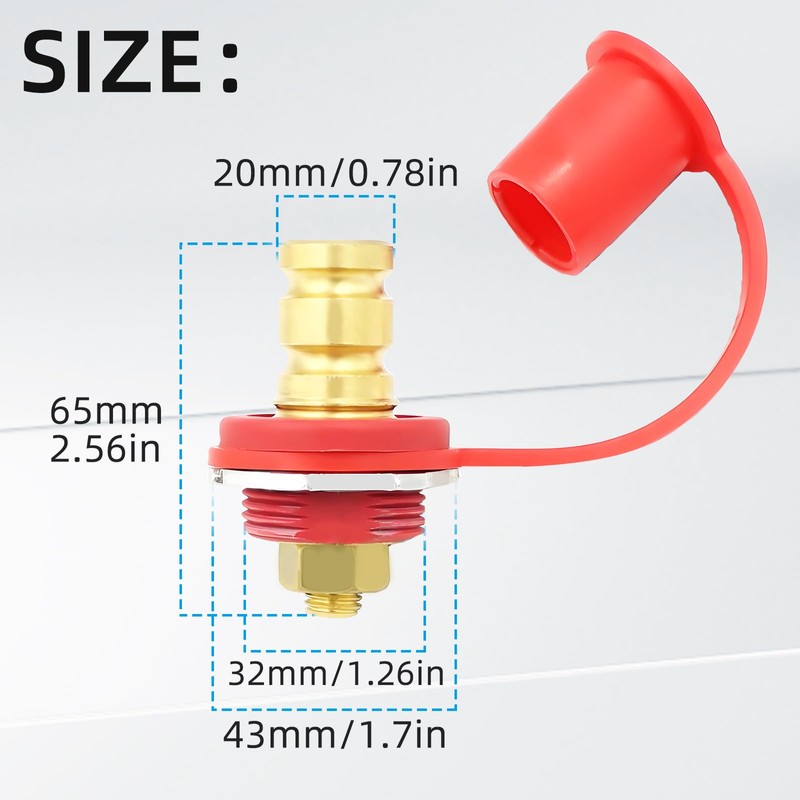 2Pcs Battery Charger Post, 250A Battery Post Pile Jumper Terminal