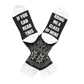 If You Can Read This Socks Novelty Crew Dress Christmas Movies Socks with Funny Saying Wine Socks Crazy Gift for Men Women…