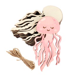 30 Pack 4 Inch Wood Jellyfish Cutouts Unfinished Wood Jellyfish Crafts Wooden Jellyfish Hanging Ornaments DIY Jellyfish Craft Gift Tags for Home Party Decoration