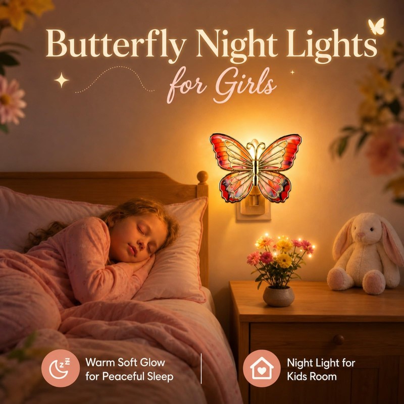Hohean Butterfly Night Light, 0.6W LED Butterfly Night Light Plug