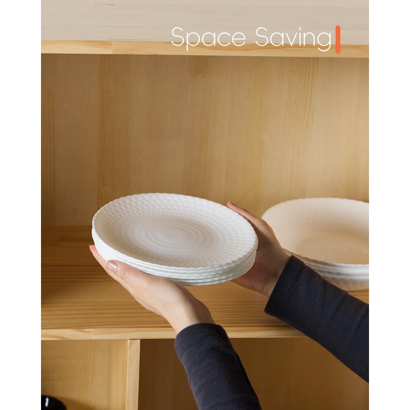 LaGlint 7.5 inch Salad Appetizer Plate Set of 6, Opal