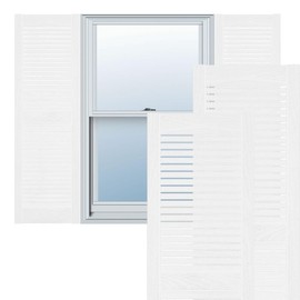 Ekena Millwork LL1S14X04300BW Lifetime Vinyl, Standard Cathedral Top Center Mullion, Open Louver Installation Lok's & Matching Screws Shutter (Per Pair), 14.5-in. W x 43-in. H, 117-Bright White