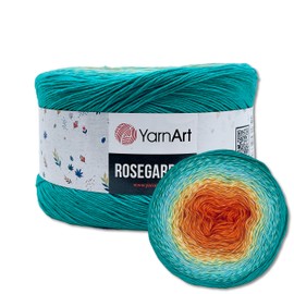 Frida's Wollhaus YarnArt 250 g = 1000 m Rosegarden Bobbel Gradient Yarn Wool 26 Colours (317 | Blue-Vanilla-Orange)