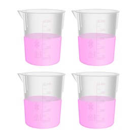 Labvida 4 vasos de plástico apilables, vol.500 ml, material de polipropileno, con graduación moldeada, LVB004