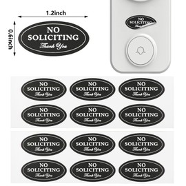 No Soliciting Sign for House,12 Pack No Soliciting Sign Sticker, No Soliciting Sign for Home/Office/Door/Doorbell, Tiny Size Weatherproof Sticker Doorbell Sign