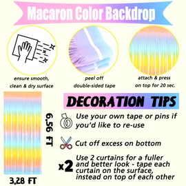 4 Pack Light Rainbow Fringe Curtain Backdrop, 3.2Ft x 6.6Ft Metallic Tinsel Foil Fringe Streamers Curtain for Photo Booth Birthday Wedding Baby Shower Party Bridal Bachelorette New Year’s Decoration