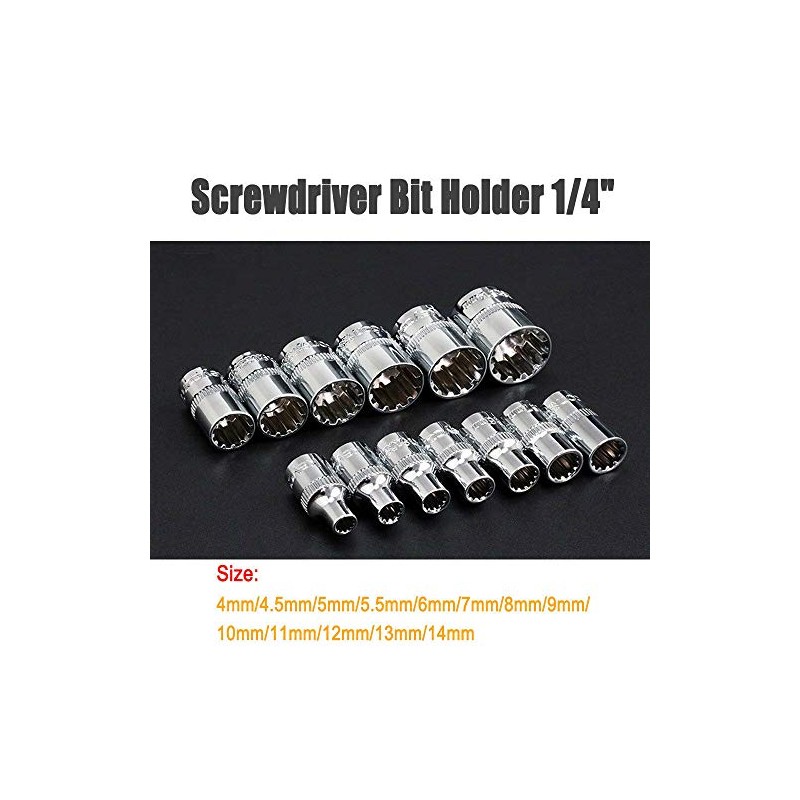 POWERTOOL Drive Socket Adapter 1/4" Hex Shank Socket Adapter Screwdriver