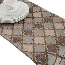 OZXCHIXU TM Modern Fall Jacquard Weave Geometric Table Runners Coffee Color with Tassels for Coffee Tea Party Table Dresser Home Decoration 13 x 73 inches