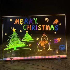 LED Note Boards with 7 Colors Markers 11.8"X7.9" Dry Erase Boards Doodle Glow Boards Rewritable Message Boards, Led Drawing Boards for Kids with Stand,Writing Boards Scribble Boards