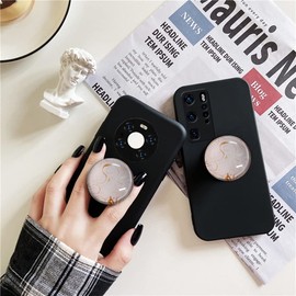 WUYULB Clear Glitter Rose Gold Pink Marble Design Expandible Collapsible Mobile Phone Grip Cell Phone Stand Holder for Smartphones Cellphone Accessory