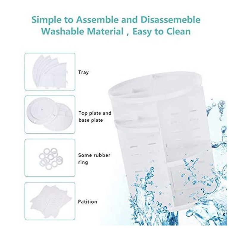 360°旋转化妆品收纳盒（白色）-K