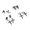 15 Pairs Earrings Set Black Stainless Steel Ear Studs Men