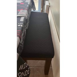 SearchI Dining Bench Cover, Stretch Washable Upholstered Bench Slipcover, Jacquard Bench Seat Protector, Rectangle Bench Covers for Dining Room, Bedroom, Living Room, Kitchen (Black)