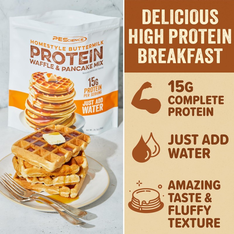 PEScience Protein Pancake Mix for Protein Waffles and Pancakes, Just
