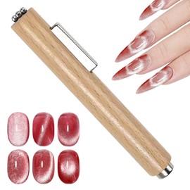 JERCLITY 1 Piece Wood Color Cat Eye Magnet for Nails 3 in 1 Cylindrical Nail Art Magnet Powerful Multifunctional Nail Art Magnet for Cat Eye Gel Polish （4.21inch）