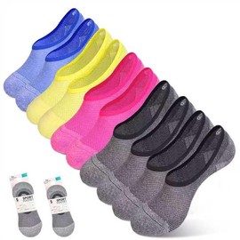CDHRUSK 10 Pairs Thin 4 Color Mixed Nylon Blue Grey Yellow Pink Red No Show invisible Socks Womens & Girls, Ideal for Man Woman, Breathable & Comfortable Fit US 4-7