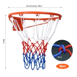 Basketball Net, Pack of 4 Professional Basketball Net, Basketball Replacement Net, Ball Net for Basketball Hoop, Basketball Net, Weatherproof for Standard Size Basketball Hoop