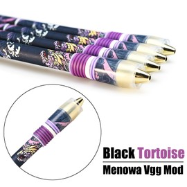 TOMZEGNA Spinning Pen Menowa Vgg Mod, Auspicious Beast Version with Golden Tips, Handmade Weighted Spin Pen, Black Tortoise