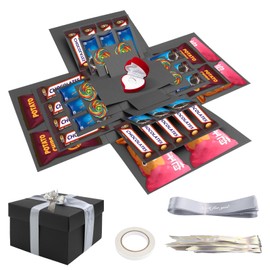 KXVXXV DIY Überraschungsbox Süßigkeiten, 5-lagige Geschenkbox Explosionsbox Geburtstag Schwarz Explosion Überraschungsbox für Geburtstag Jubiläum Valentinstag Weihnachten