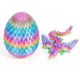 Sonwaha Dragon Egg Pack of 2 Dragon Egg 3D Printed Dragon Egg with Dragon 3D Printed Movable Dragon Desk Toy Dragon Ornament for Cars, Offices, Homes (Colourful)