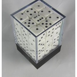 White Promotional Opaque 6 Sided Dice 12mm Set of 36