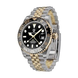 BY BENYAR Pagani Design Mens Watches GMT 100M Waterproof Sapphire Glass Stainless Steel Automatic Watches Gifts for Men PD-1662 (5 Gradual Gold)