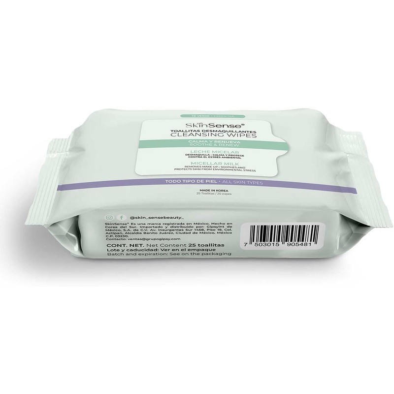 Skin Sense Toallitas Faciales Biodegradables (25 piezas) – Té Verde