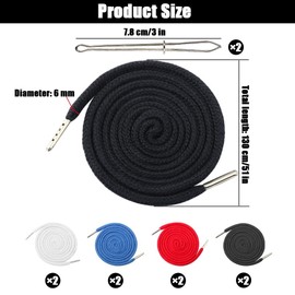 KOZOY Cord for Jogging Bottoms, Pack of 8 Replacement Cords Drawstring with Threader Tweezer 130 cm Metal Hoodies Polyester Band Waistband Cord Ends Universal Replacement Strings for Jackets