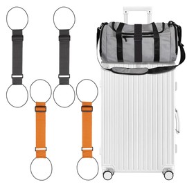 4 PCS Luggage Straps,Adjustable Belts,Suitcase Elastic Strap Belt,Elastic Strap,Bag Fastening Rope,Suitable for Travel,Luggage Accessories(2black+2orange)