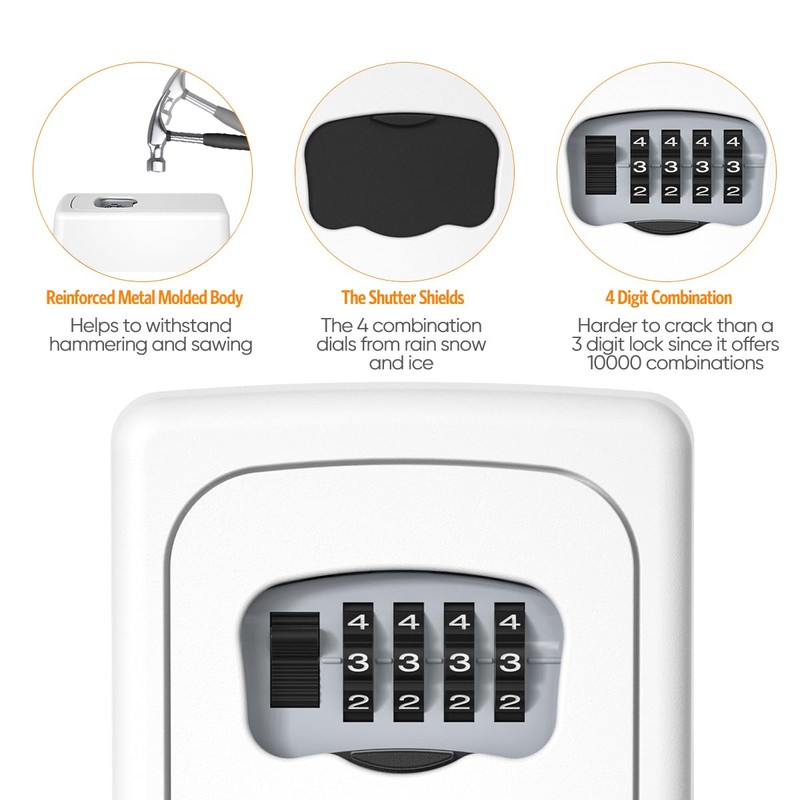 Key Lock Box Wall Mounted, Fayleeko 4 Digit Combination Lockbox