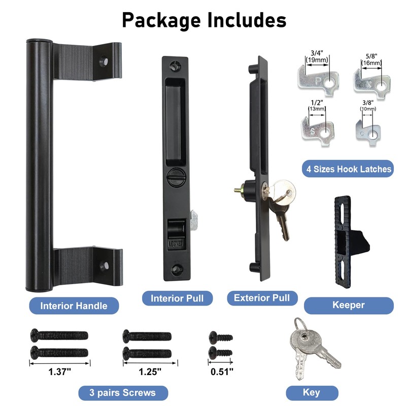 Young Dance Sliding Glass Door Handle Set with Lock -