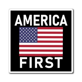 America First Magnet. Multiple Sizes to Fit a Small Space to a Car Bumper. Made in USA. Black Background.