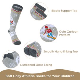 Zando Toddler Snow Socks - Thermal, Warm, Cozy Knee High Heated Socks for Baby Boys Youth Skiing Snowboarding Ice Skating - 4T-5T, 3-6 Years - Light Blue