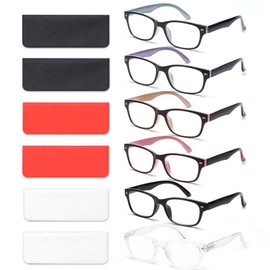 BLOEXCLU Paquete De 6 Gafas De Lectura Para Hombre Y Mujer, Con Bloqueo De Luz Azul Y Bisagra De Resorte, Antifatiga Visual Y Antideslumbramiento (6 Dioptrías C5 Mixtas, 3).