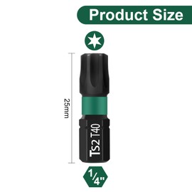 UBESTHS Torx Bit T40, Screwdriver Bits Set 25 Pieces, 1/4 Inch Hex Shank, 25 mm Length with Box