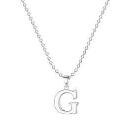 Silver Plated Initial Necklaces for Women - Silver Letter Necklaces - Alphabet G Pendant Necklaces Jewellery Gifts