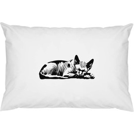 2 x 'Sphynx Cat Sleeping' Cotton Pillow Cases (PW00040564)