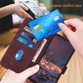 Moment Dextrad for Moto G Stylus 5G 2024 Case Wallet,Card Holder Slots,Wrist Strap,TPU Interior Protective,Stand PU Leather Folio Flip Cover for Moto G Stylus 5G 2024 (Red)