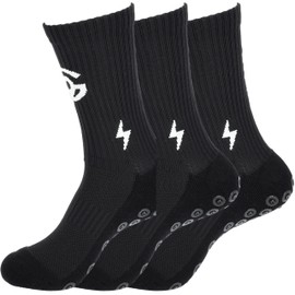 Football Socks - Men's & Women's Grip Socks Football (Anti-Slip Guarantee) - Premium Football Socks, Black (3 pairs).