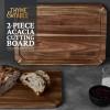 2-Piece Acacia Cutting Board Set W/ Non-Slip Feet Juice Grooves