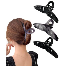 GEJ-Tech Hair Clips, Large Hair Clips, Tightly Curled, Black Hair Clips, High Loads of Hair Cloths (Black, Matte Amethyst, Set of 3)