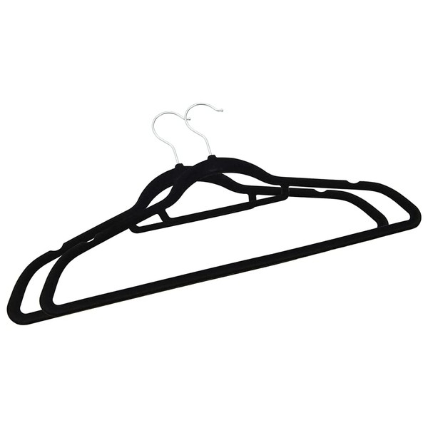 Gecheer 50 pcs Clothes Hanger Set Anti-Slip Black Velvet