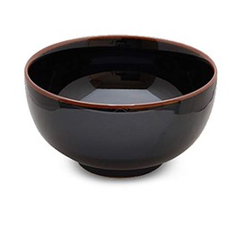 Hakusan Pottery 5 Dimensions Deep Men, Black, Φ15.5 x 8.5cm, 900 ml, Tenme Hasami Ware Made in Japan