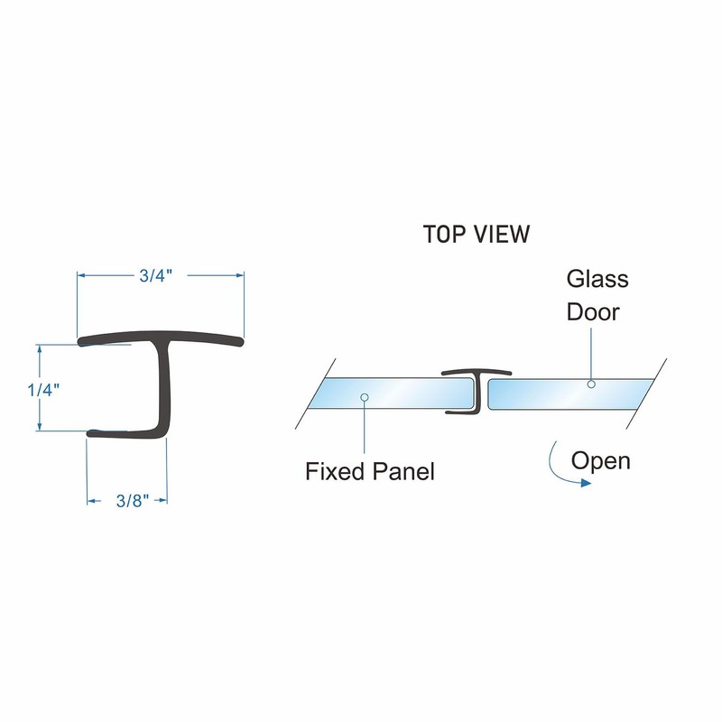 Flexible Shower Door Side Seal Strip 100 Inch Shower Glass
