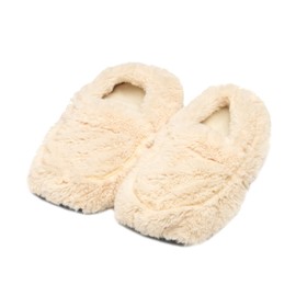 Warmies Microwavable Slippers, Heatable Ladies Slippers with French Dried Lavender, Soothing Warmth and Comfort, One Size Cream Colour
