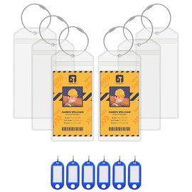 Pack of 6 Luggage Tags for Cruises 18.5 x 8.5 cm Cruise Luggage Tags Transparent Waterproof PVC Cruise Must Have Cruise Luggage Tags with Stainless Steel Loop with Key Fob Blue