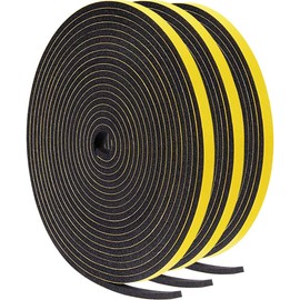 TORRAMI Foam Weather Stripping 1/4" W X 1/4" T, Foam Tape Insulation Soundproofing Strips Tape Gasket Seal for Sliding Door Frame and Window, Door Jamb, Total 30 Ft (3 X 10 Ft Each)