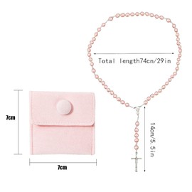 Communion Rosary Necklace Beads with Velvet Gift Bag Catholic Rosary Chain Jesus Cross Prayer Chain Christian Rosary Chain Gifts for Women and Men Girls Boys, Sterling Silver, No Gemstone