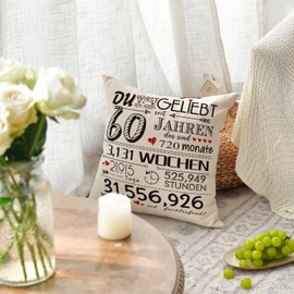 Artoid Mode Gift for 60 Years Boy for 60 Years Girl Cushion Cover 45 x 45 cm Birthday Gifts Decorative Cushion Cover 9-70 Happy Birthday