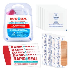 Rapid Seal 15pc Hemostatic First Aid Wound Care Kit | Stops Bleeding in Seconds | Quick Effective Bleed Control | for Blood Clotting, Trauma Kit, Blood Thinner Patients, Survival Gear and Supplies